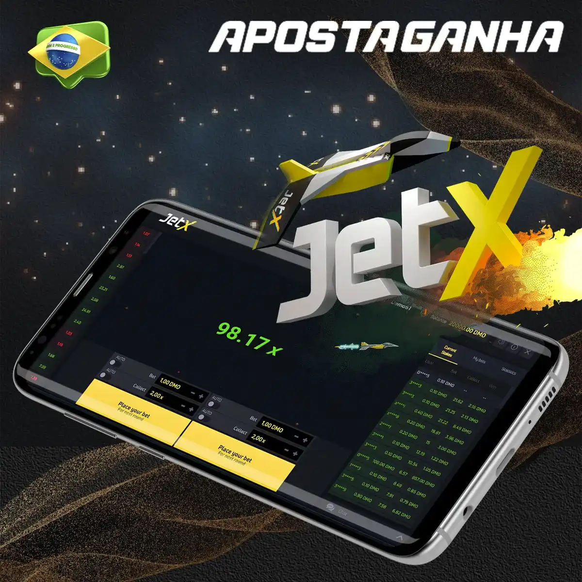 O popular jogo JetX no Cassino Aposta Ganha app no Brasil