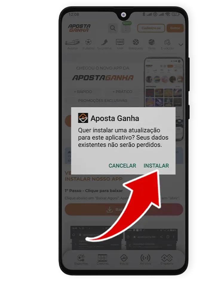 Passo 3 da instalação do aplicativo Aposta Ganha